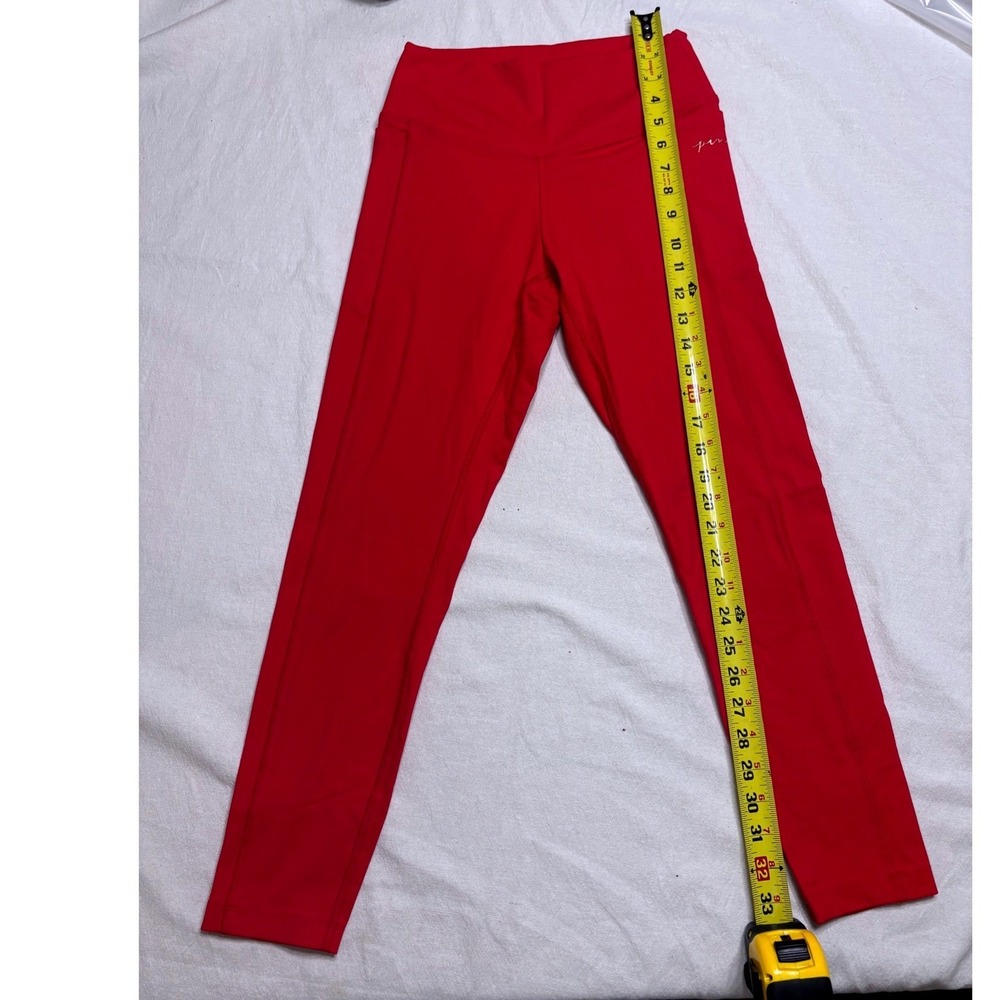 Pink Victoria's Secret Active Leggings Red High Waist Side Pockets Small - Picture 4 of 6